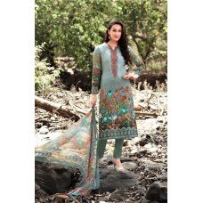 Salwar Suit- Pure Cotton with  Embroidery and Self Print - Echo Green  (Un Stitched)